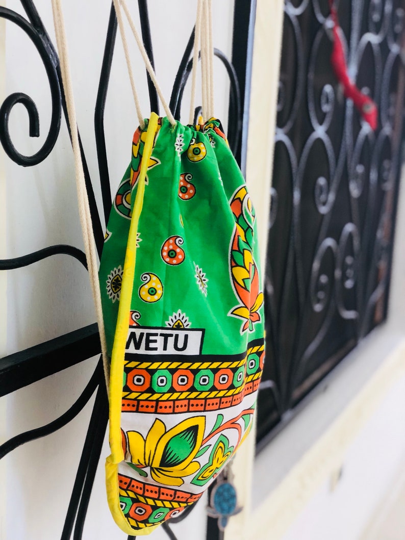 Kanga backpack handmade colorful travel bag