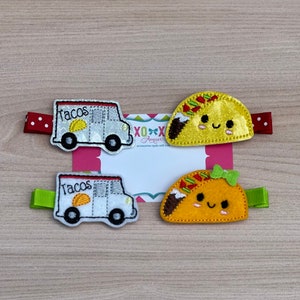 Taco Tuesday Hair Clips: Embroidered Felt Taco & Truck Pair