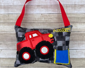Personalized Truck Tooth Fairy Pillow: Handmade Lost Tooth Gift