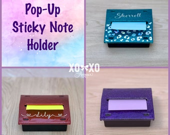 Sticky Note Holder, Pop Up Note Holder, Glitter Sticky Note Holder, Teacher Gifts, Personalized Office Accessories, 3x3 Note Dispenser