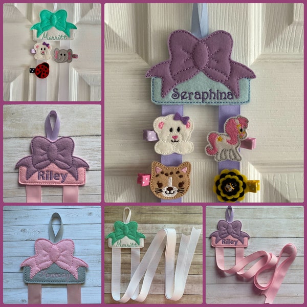 Personalized Hair Clip Holder, Monogram Hanging Bow Holder,  Name Clip Bow Organizer, Clippy Keeper, Girl's Room Decor, XOXO Amour