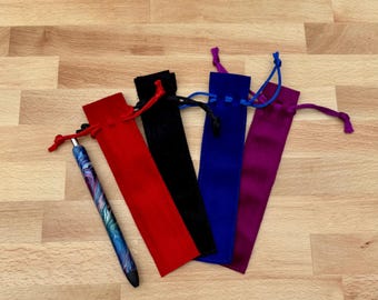 Personalized Velvety Velour Pen Pouch: Monogrammed Drawstring Gift Bag