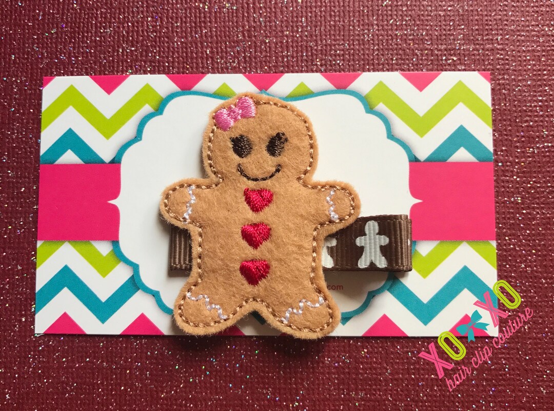 Gingerbread Girl Hair Clip, Christmas Hair Clip, Baby Hair Bow, Toddler ...