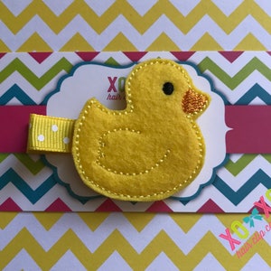 Rubber Ducky Hair Clip, Rubber Ducky Hair Bow, Baby Hair Bow, Toddler Clip, Duck Feltie, Pigtail Clips, Felt Hair Clip, XoXo Amour,