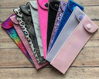 Personalized Glitter Pen Case: Embroidered Vinyl Pen Sleeve