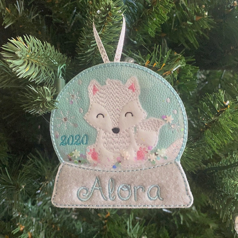 White Fox Christmas Ornament Arctic Fox Snow Globe - Etsy