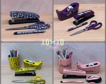 Custom Desk Accessories, Personalized Office Set, Personalized Office Gifts, Glitter Stapler, Glitter Desk Bundle, Glitter Tape Dispenser