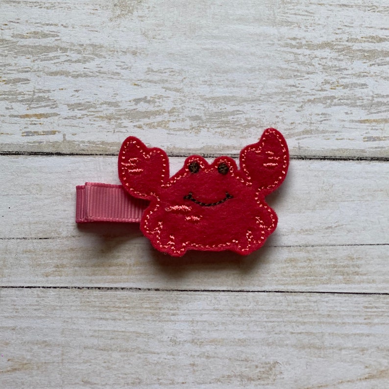 Ocean Clip Summer Hair Accessory Beach Bow Toddler Hair Clip Red Crab Hair Clip XoXo Amour Happy Crab Hair Clip Crabby Gift