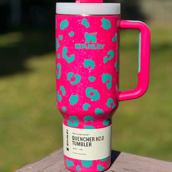 Cheetah Print Glittered Stanley 40 Oz Tumbler: Pink & Blue Leopard Cup -  Etsy