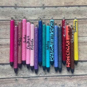 Personalized Glitter Pens, Glitter Gel Pens, Epoxy Pens,Inkjoy Gel Pen,Customized Pens, Refillable Custom Gel Pens,Teacher Gifts, XoXo Amour