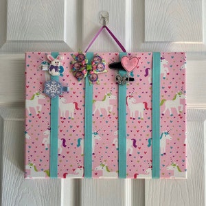 Hanging Bow Holder, Unicorn Hair Clip Organizer, Clip Board, Girls Room Decor, Unicorn Decor, Bows, Hanging Clip Keeper, Xoxo, Xoxo Amour