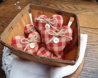 6 Primitive Mini Hearts, Mason Jar Fillers, Primitive Country, Red Heart Bowl Fillers, Country Hearts, Primitive Country Home, Small Hearts