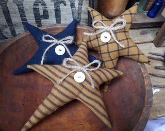 Primitive Stars, Mustard, Navy, star bowl fillers, Cupboard Tucks, Primitive bowl fillers, Primitive country décor, Fabric bowl fillers