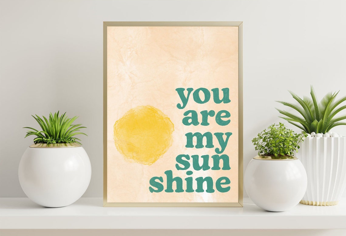 Sunshine Wall Art Digital Download Boho Watercolor Print Etsy