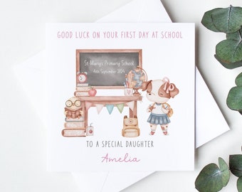 Personalised First Day of School Card, Good Luck to Daughter, Granddaughter, Niece on 1st day at School Card, Starting School Card, LB1241D