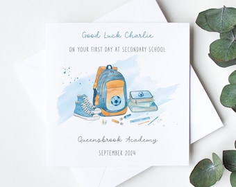 Personalised Good Luck on First day at Secondary School Card, On 1st day at High School, Going to Senior School, Back to School Cards LB1242
