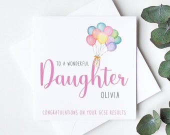 Personalised GCSE Results Card, Congratulations Card, Exam Results Card, For a wonderful Daughter on GCSEs results day  LB1227