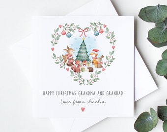 Personalised Christmas Card for Grandma and Grandad, Xmas Cards to Grandparents from Grandchildren, Cards to Nanny and Grandad LB1345