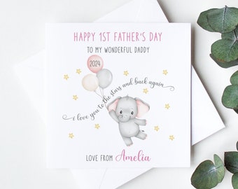 Personalised First Fathers day card for a wonderful Daddy, 1st Father's day card from Baby Daughter, First Fathers Day Ideas LB1209