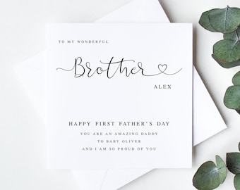 Personalised Father's Day Card, To my Wonderful Brother on First Fathers Day, Card for Brother on 1st Fathers Day LB1515