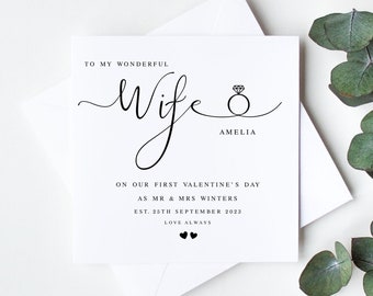 Personalised First Valentine's Day as my Wife Card, 1st Valentines Day Married cards, Our First Valentines Married, Romantic Cards, LB970