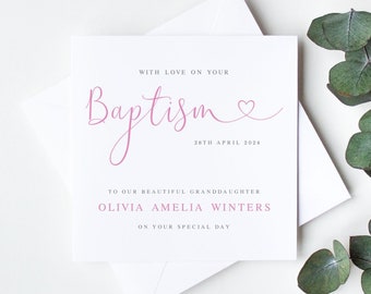 Personalised Baptism Card, To Daughter, Granddaughter, Niece, Goddaughter on your Baptism, For Daughters Baptism, LB707P