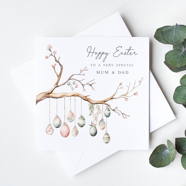 Easter Card to a Special Mum and Dad, Beautiful Easter Card for Parents, To Mam and Dad, Mom and Dad, at Easter LB1465