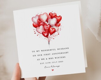 First Anniversary Card for Husband – Romantic 1st Wedding Anniversary ...