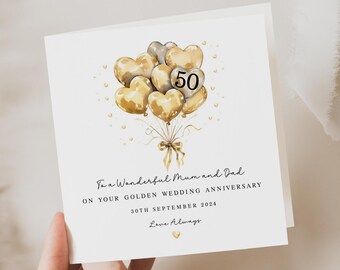 Personalised 50th Golden Wedding Anniversary Card for Mum and Dad