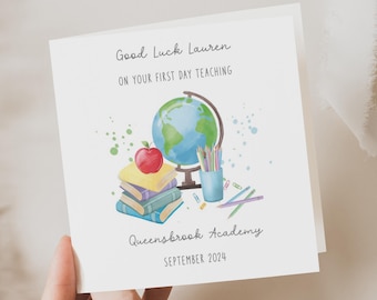 Personalised Good Luck New Teacher Card, First Day Teaching