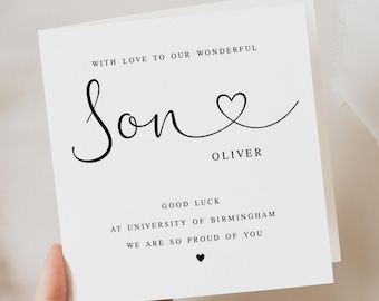 Personalised Good Luck at University Card for Son