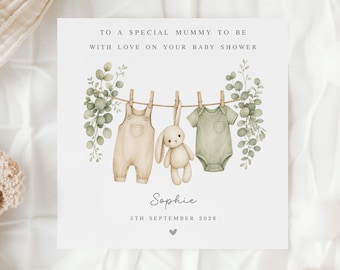 Baby Shower Card - Personalised Gender Neutral Design - Gift for Mummy to be
