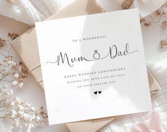 Personalised Mum and Dad Wedding Anniversary Card