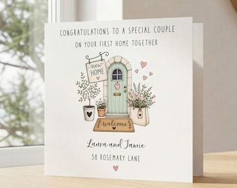 Personalised First Home Together Card - Custom Made New House Gift - Front Door Design