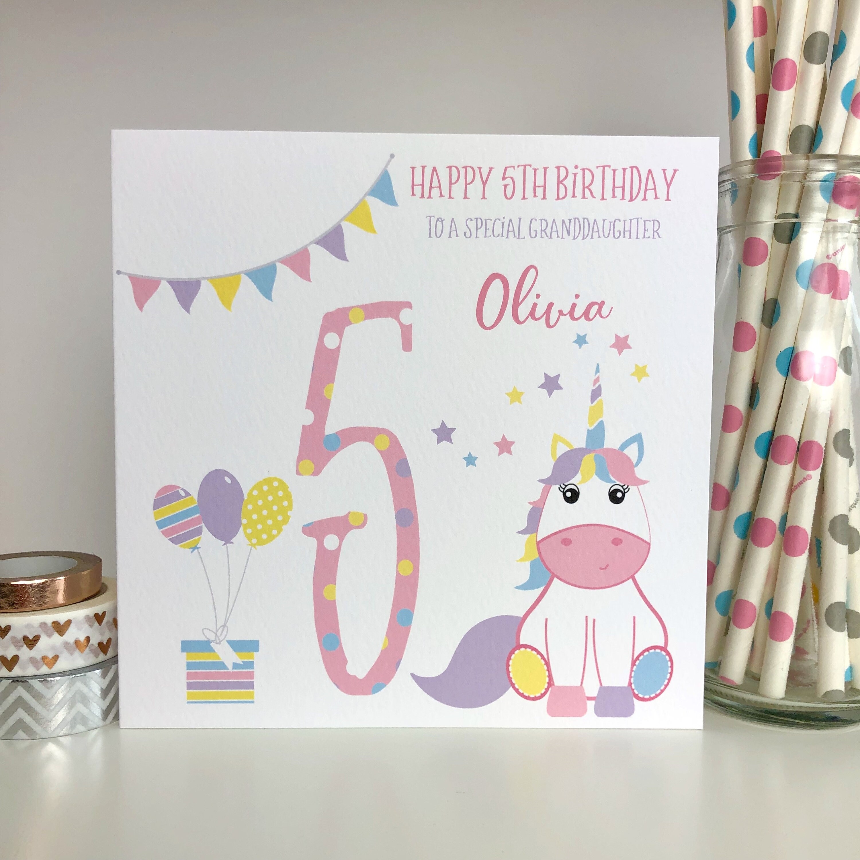Happy 5th Birthday Granddaughter Unicorn Personalised 5Th Birthday Card Unicorn Birthday Card - Etsy Hong Kong