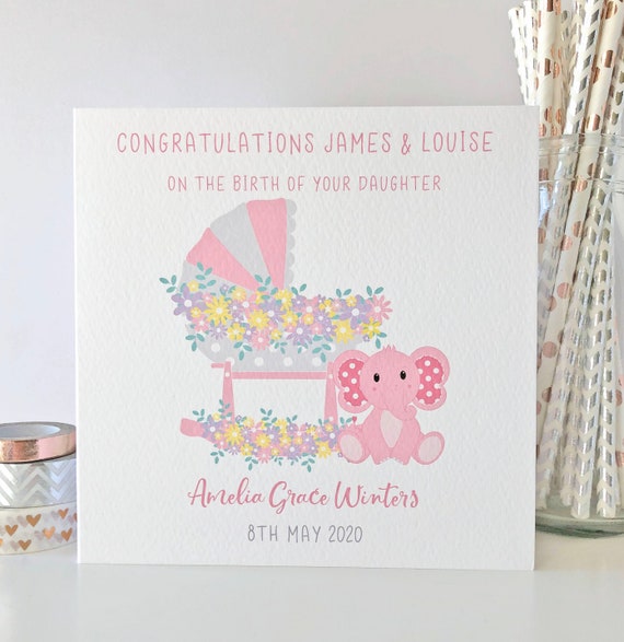 Personalised Congratulations On Birth Of Your Daughter Card Etsy