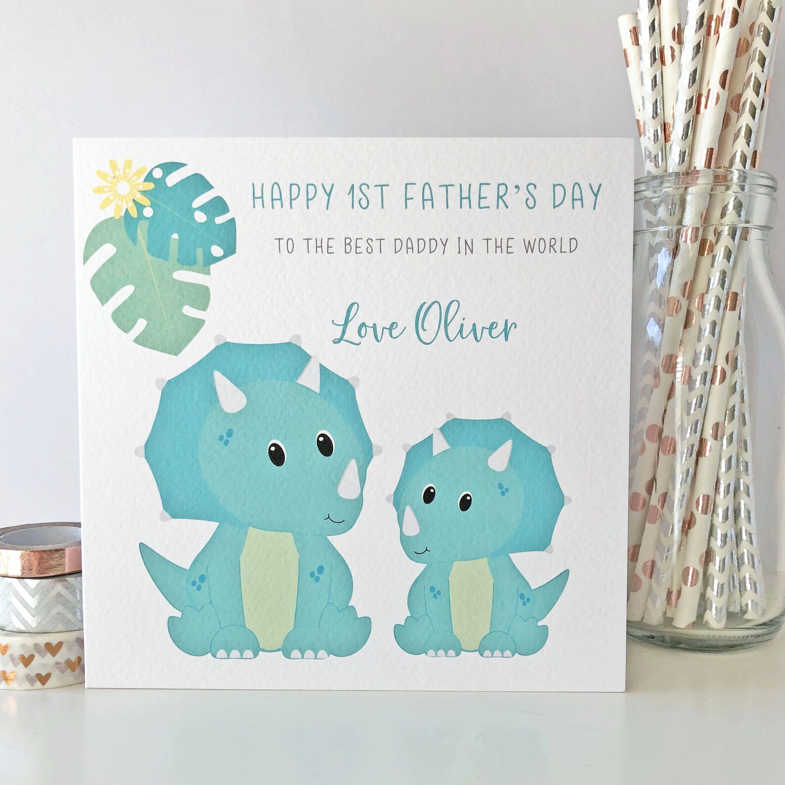 Personalised Dinosaur 1st Father's Day Card First Fathers | Etsy