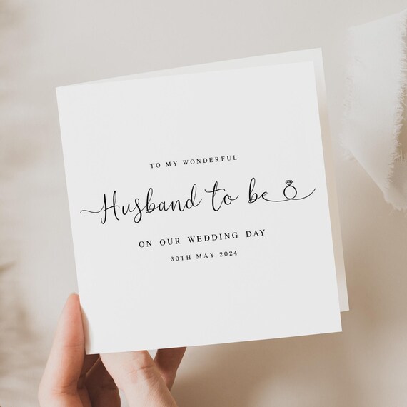 Hochzeitskarte Für Den Bräutigam – „To My Husband On Our Wedding Day“ Mit Persönlicher Nachricht