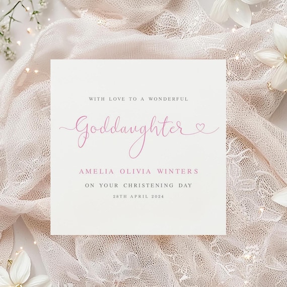 Personalised Christening Card, Christening Cards for Goddaughter, Elegant Christening Card, on her Christening Day Cards, LB990