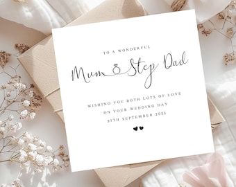 Personalised Mum and Step Dad Wedding Card, On your Wedding Day Cards, Congratulations on your Wedding Day to Mum and Husband