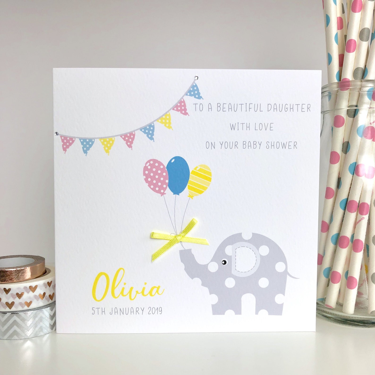 Personalised Baby Shower Card for Daughter Granddaughter Etsy