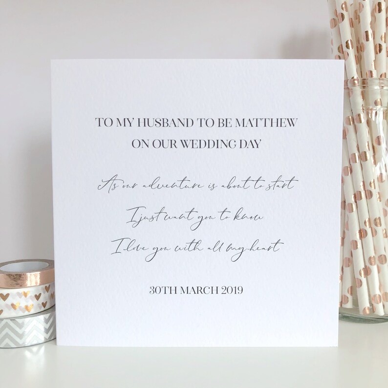 Personalised Handmade On Our Wedding Day Card For Husband For Wife