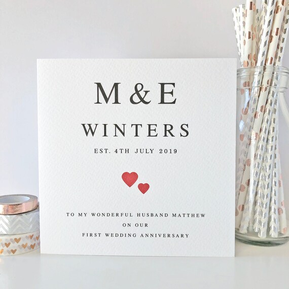 Personalised 1st Wedding Anniversary Card Husband Wedding Etsy
