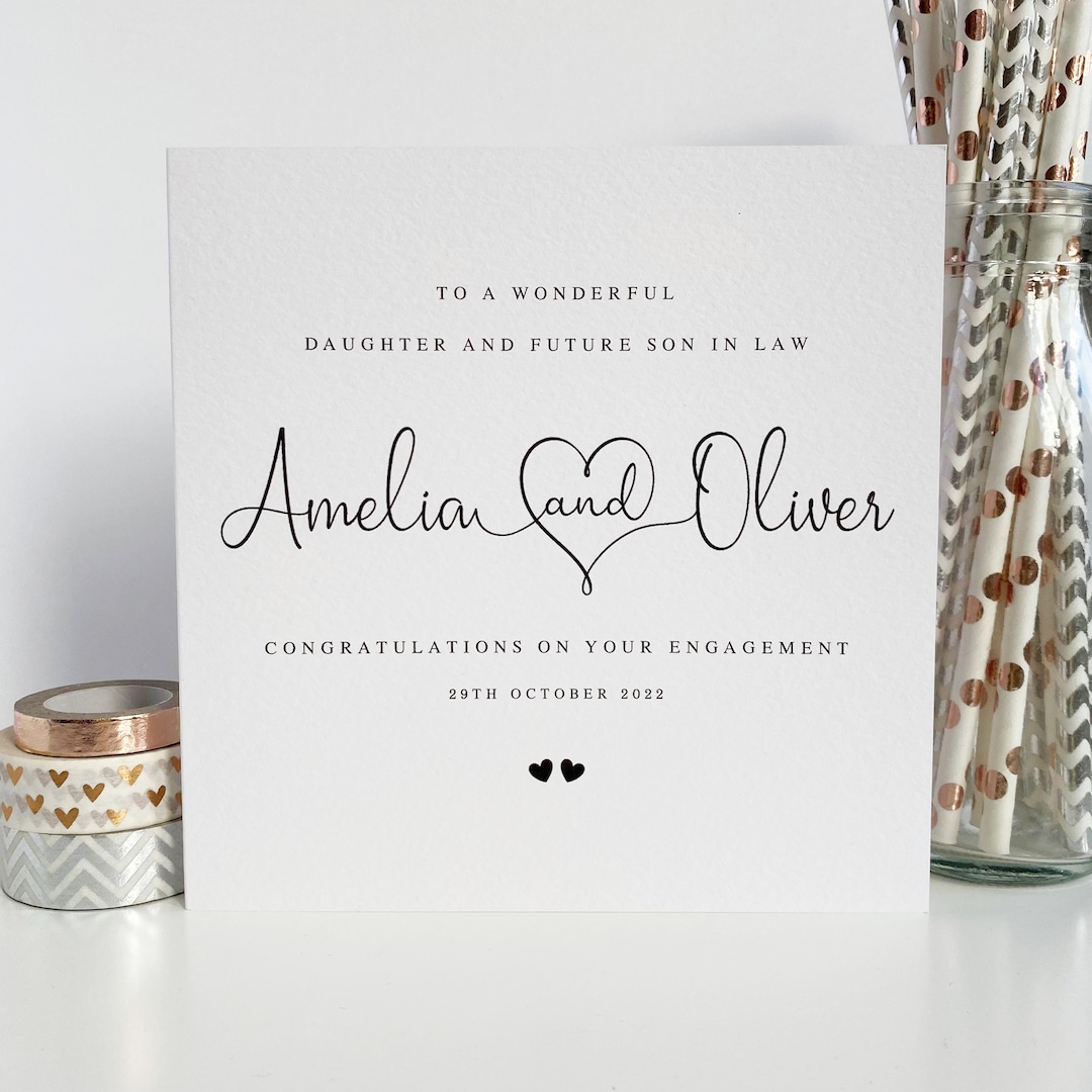 Personalised engagement cards congratulations to son daughter in law