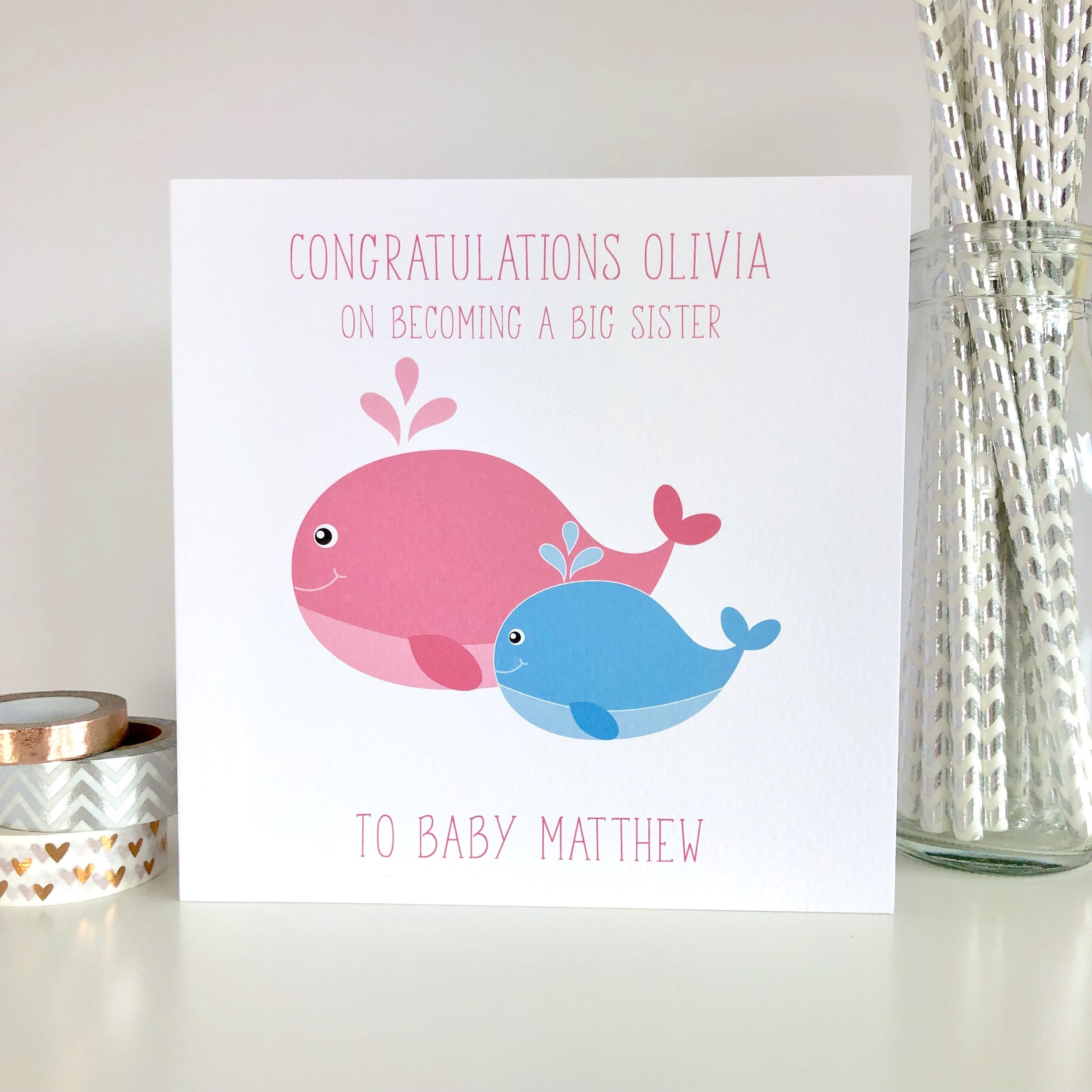 Personalised New Big Sister card Congratulations on becoming | Etsy Personalised New Big Sister card Congratulations on becoming | Etsy