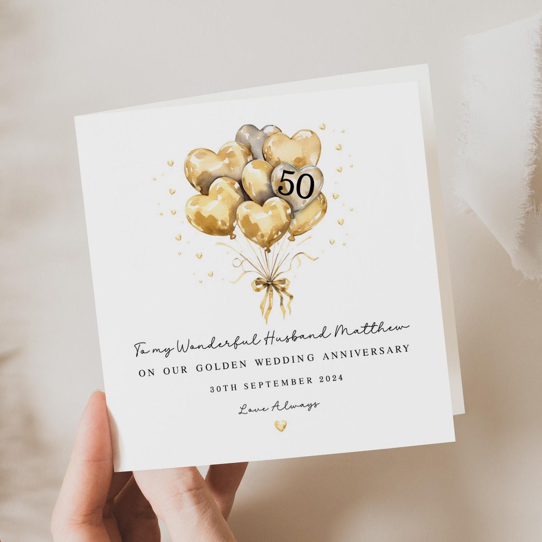 Personalised 50th Golden Wedding Anniversary Card for Husband or Wife ...