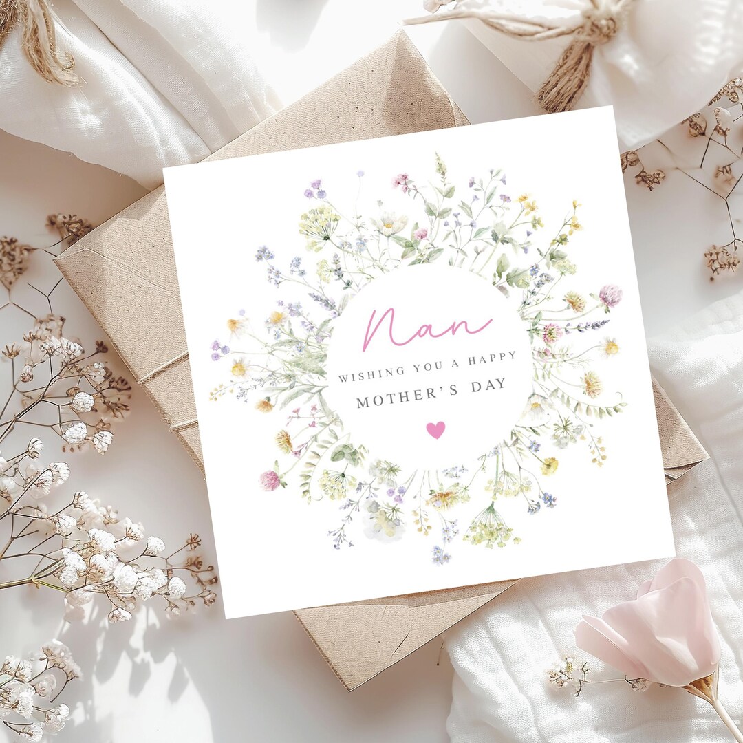 Wildflower Mother's Day Card for Nan - Etsy UK
