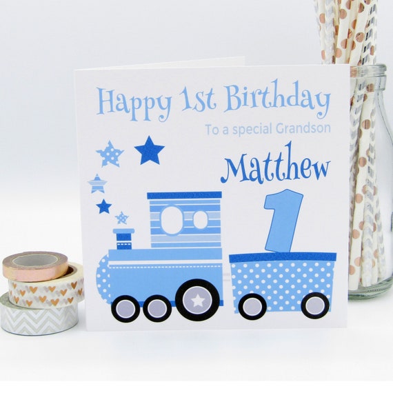 Handmade Personalised Boys Train Birthday Card 1st 2nd 3rd Son Grandson Nephew 