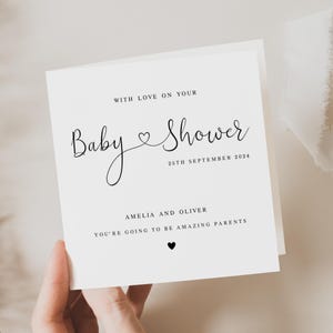 Personalized Mum To Bee Baby Shower Card - Red Heart Print