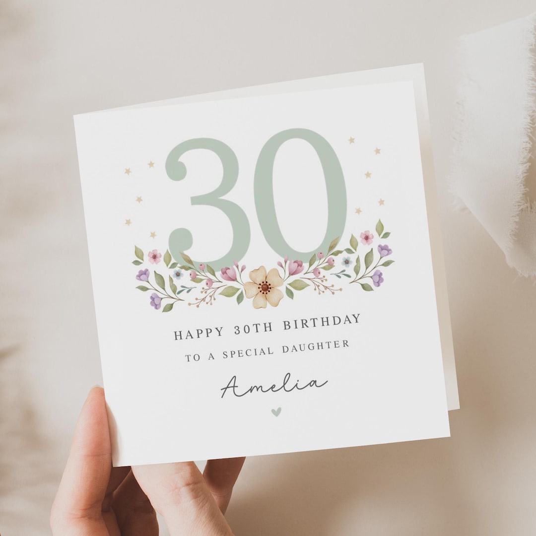 Personalised 30th Birthday Card, 30th Birthday Cards for Her, to a